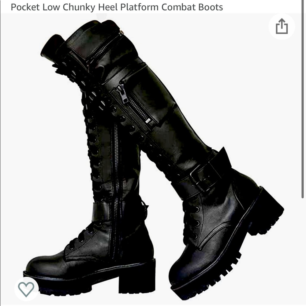 Black knee high combat boots